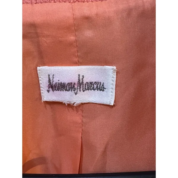 Vintage Neiman Marcus Double Breasted Wool Blazer Dark Peach - Image 5