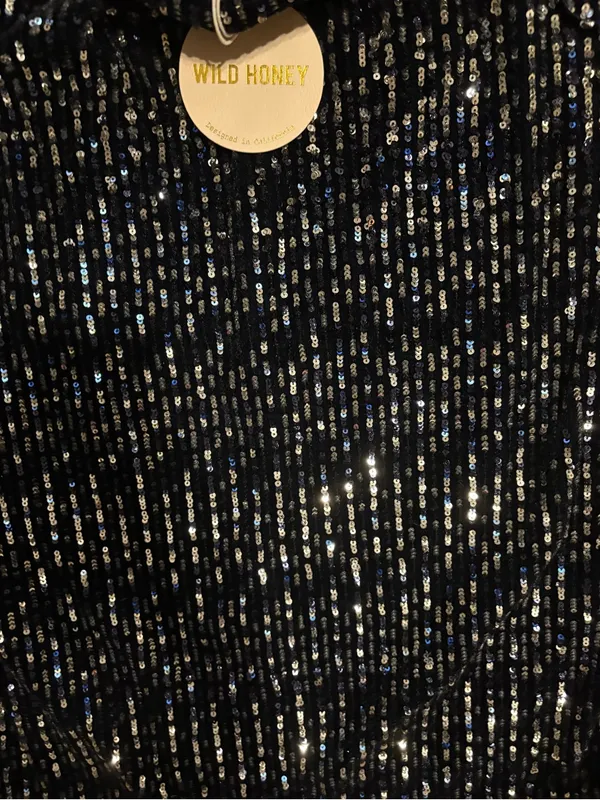 Wild Honey Navy Sequin Slip Dress - Image 3
