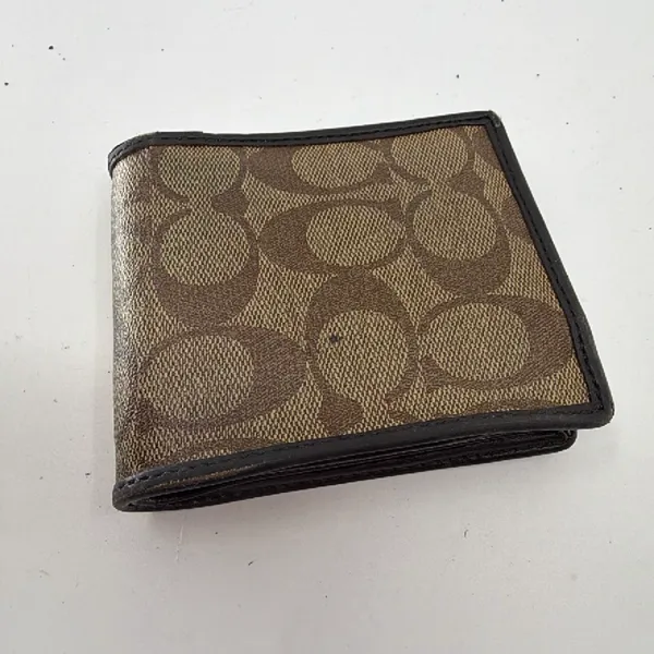 Coach Signature Stripe Brown Coated Canvas Wallet - Image 2