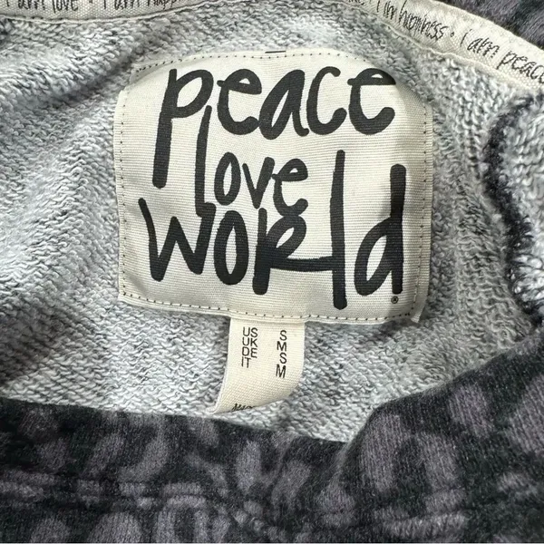 Peace Love World Black Grey Oversized Sweatshirt Women’s Small - Image 3