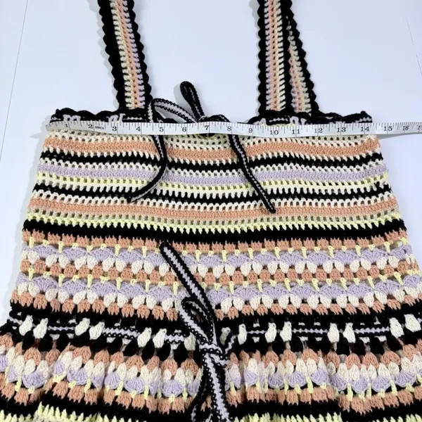 Ulla Johnson Zita Tank Honey Crochet Peplum Top Cotton Striped Multi Size P - Image 8