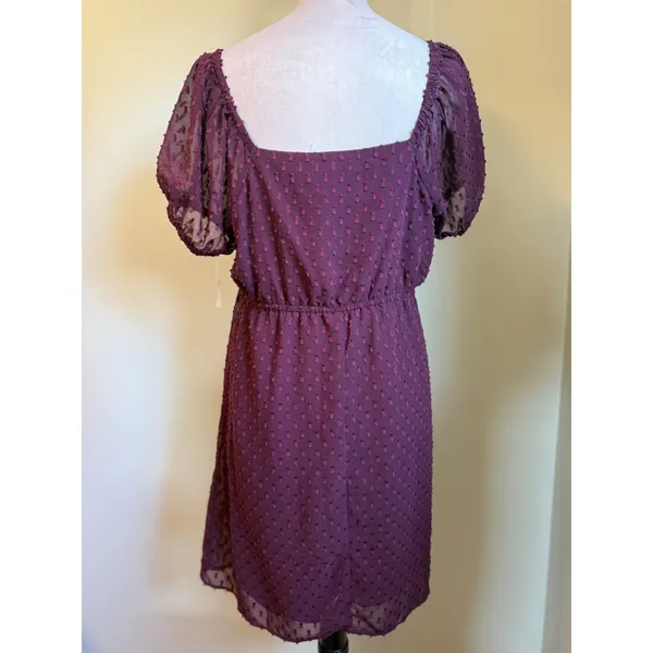 Mimi Chica burgundy Puff Sleeve Dress XL boho whimsi Y2K firy mini‎ grunge - Image 3