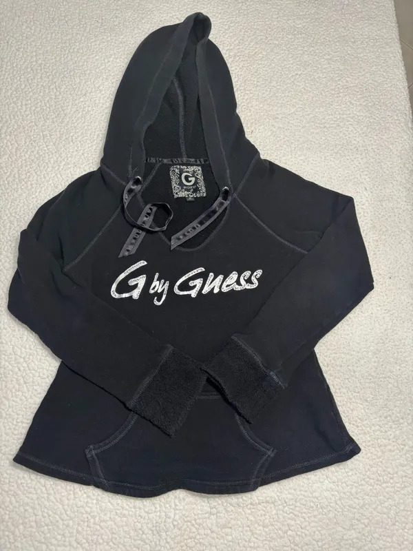 G by Guess Black Pullover Graphic Hoodie Sweatshirt Women's Size XL streetwear - Image 2