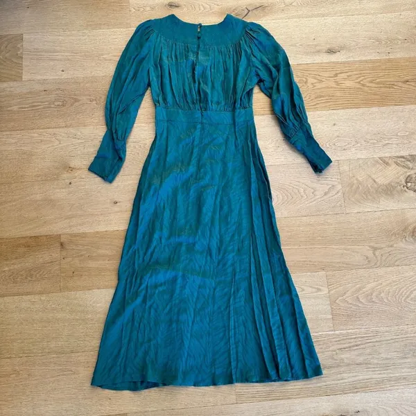 Topshop - Fallen Long Sleeve Jacquard Midi Dress in Green - Image 6