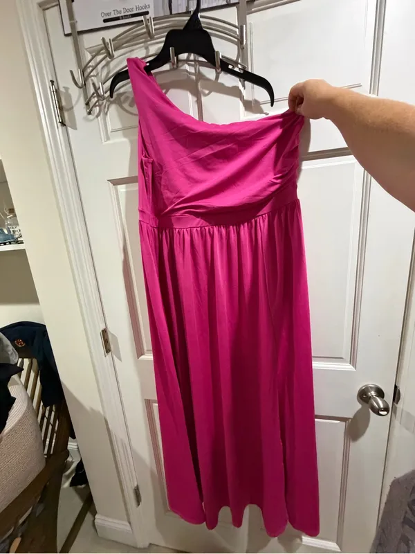 NWOT Bright Fuchsia One-Shoulder Maxi Dress 2XL - Image 2