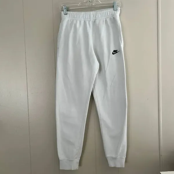 Nike Club Fleece Joggers Womens Small White Sweatpants Embroidered Swoosh - flaw - Image 2