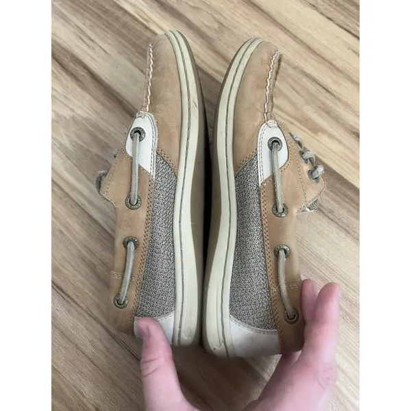 Sperry Wm 6M Tan Loafers‎ Boat Shoes Leather Beige Slip On Casual Chic - Image 6