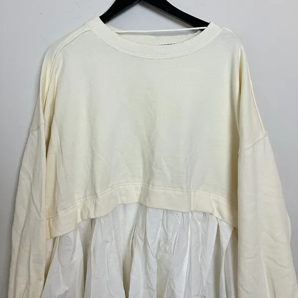 FREE PEOPLE Eleanor Sweatshirt Dress in Grey Combo Size Large - Image 6
