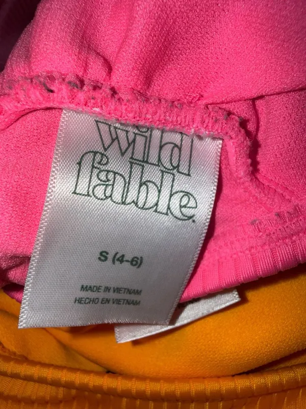 Wild Fable Ribbed Bikini Set Pink Top Size S Orange Bottom Size XS - Image 4