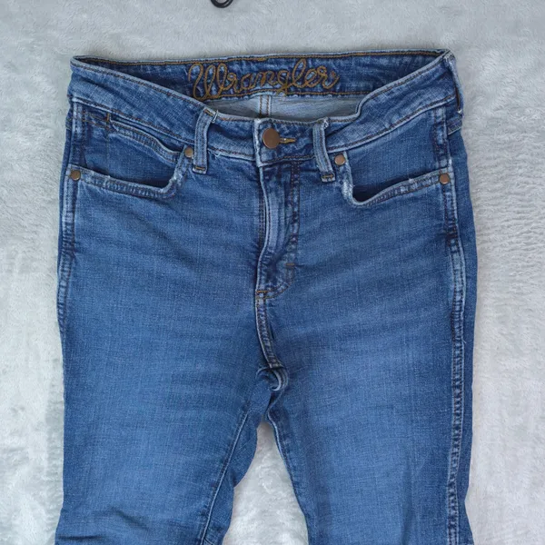 Wrangler Retro Green Jeans Trumpet Flare High Rise Womens 27x30 Blue Western - Image 3