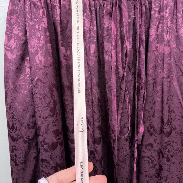 NEW Lulus Vasilia Plum Purple Satin Jacquard Full Tiered Corset Maxi Dress Small - Image 9