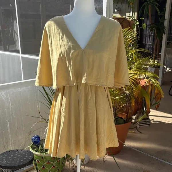 Anthropologie Fore Yellow V-Neck Dress - Image 3