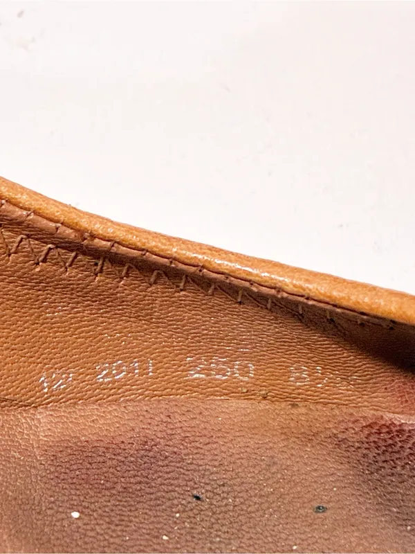Tory Burch Womens Carnell Peep Toe Wedge Heel Leather Logo Buckle Brown Size 8.5 - Image 5