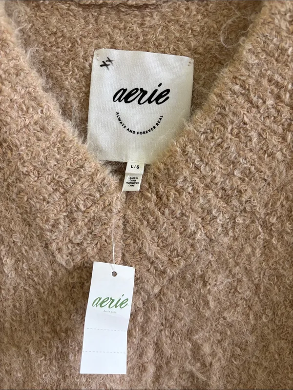 Nwt Aerie Teddy Boucle Cozy Oversized Sweater Size Large New Loungewear Fall - Image 6