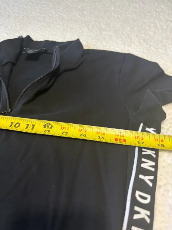 DKNY Sport Black Logo Tape Quarter Zip Mini Dress Short Sleeve Sporty Bodycon S - Image 3