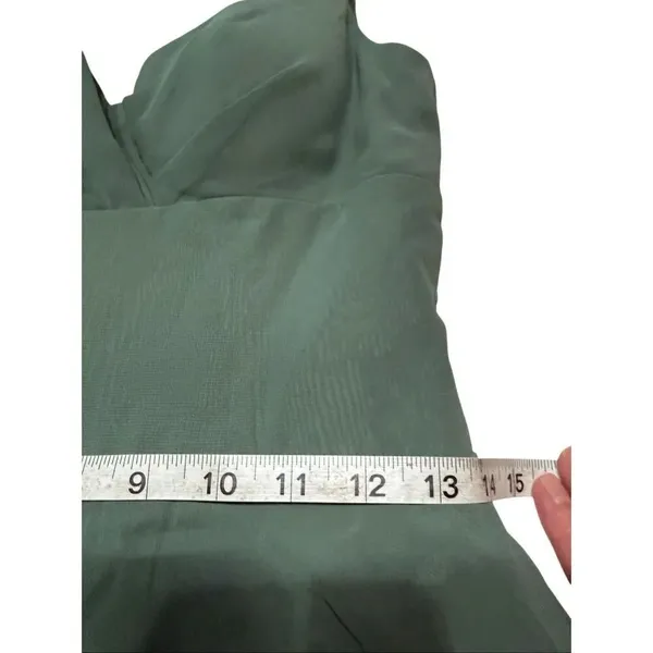 Azazie Diana, knee-length, V-neck bridesmaid/cocktail dress Sz 4 Sage Green/Agav - Image 6