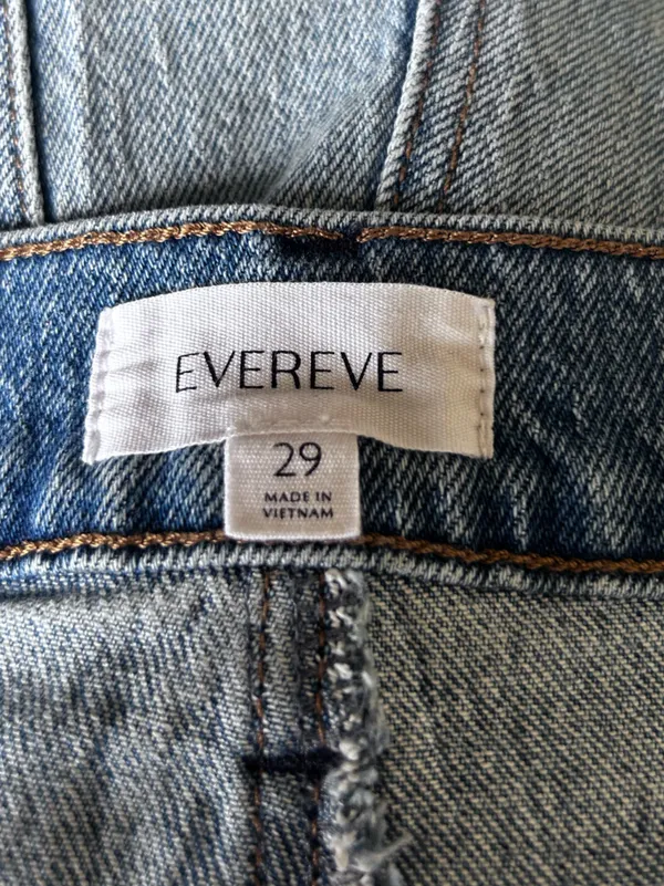 Evereve Seamed Wide Leg High Rise Waist Denim Blue Jeans Size 29 - Image 3