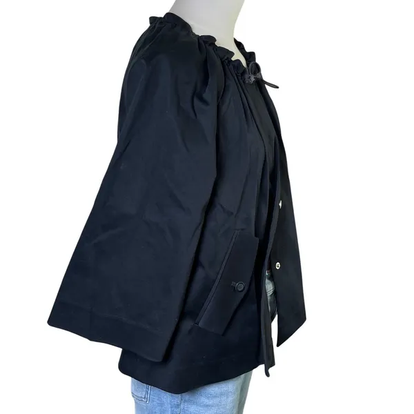 Quiet Luxury Minimalist Cropped Jacket Black Theory Snap‎ Front Chic Modern S - Image 2