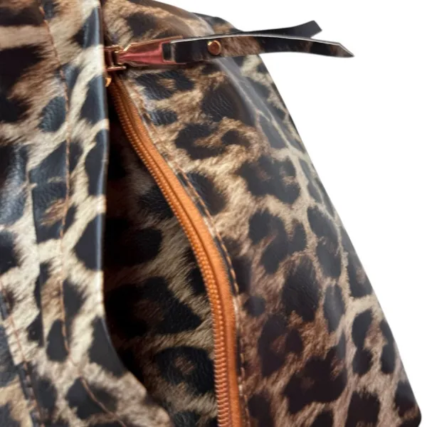 Leopard Print Backpack with Additional‎ Strap Black - Image 10