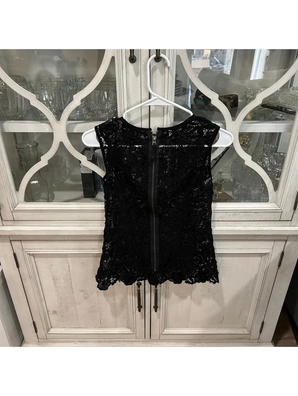 CAbi Black Crochet Lace Top S Dark Romantic Gothic Boho Whimsigoth Witchy - Image 3