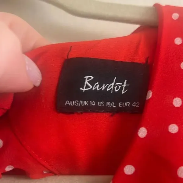✨Bardot Open-Back Red Polka Dot Sz 10/L Dress✨ - Image 7
