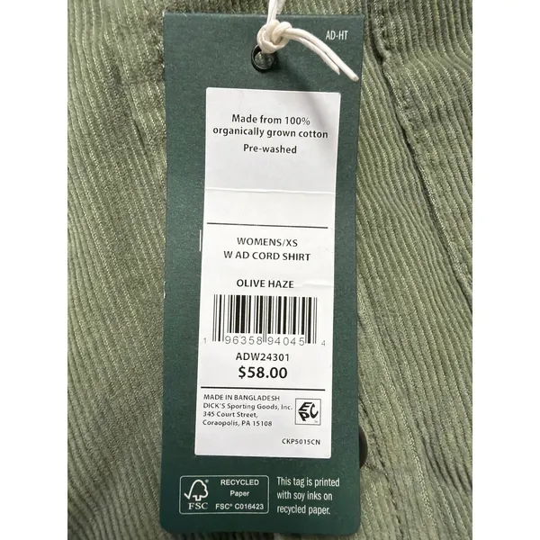Alpine Design Womens Olive Haze Corduroy Shirt Organic Cotton XS‎ ADW24301 - Image 4