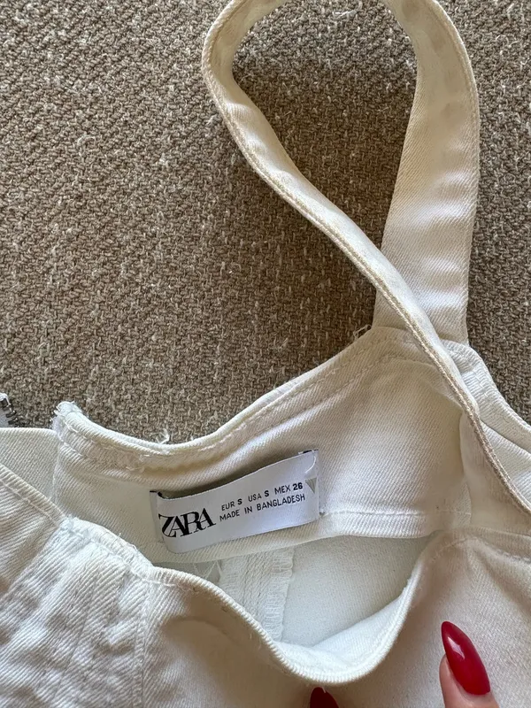 ZARA Corset Top Denim White Crop - Image 4