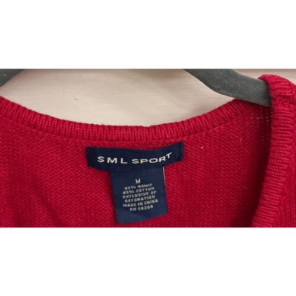 Vintage Holiday Ugly Christmas Sweater Grannycore Zip Up Vest Size Medium - Image 3
