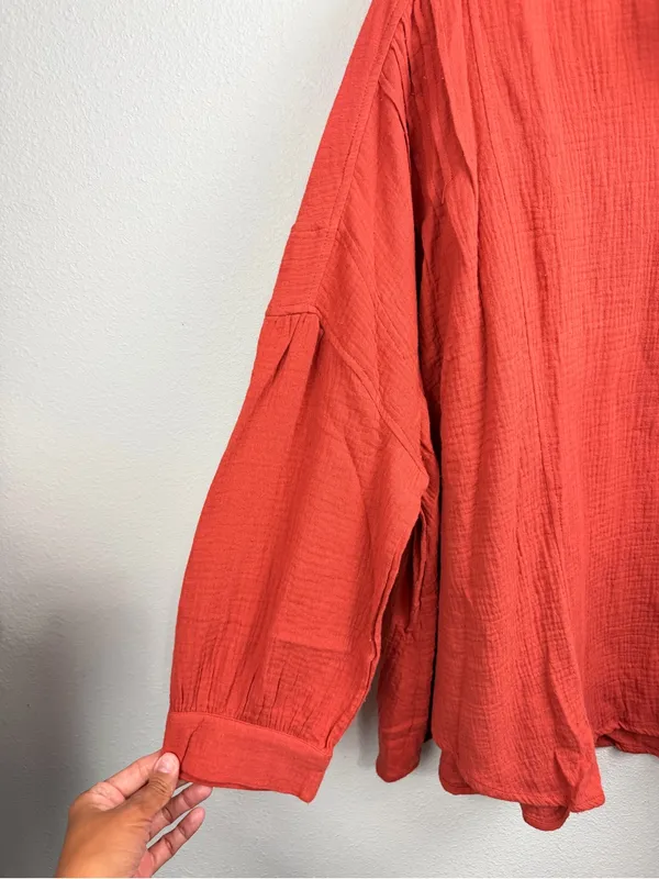Noflik NWT 100% Cotton Relaxed Oversized Half Button-Up Tunic Top Size M - Image 5