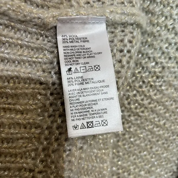 Tommy Bahama Sweater Womens Extra Large XL Beige Metallic Wool Blend Pullover - Image 8