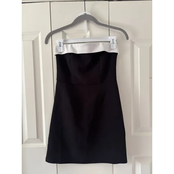 Edikted Strapless Black White Mini Dress XS - Image 2
