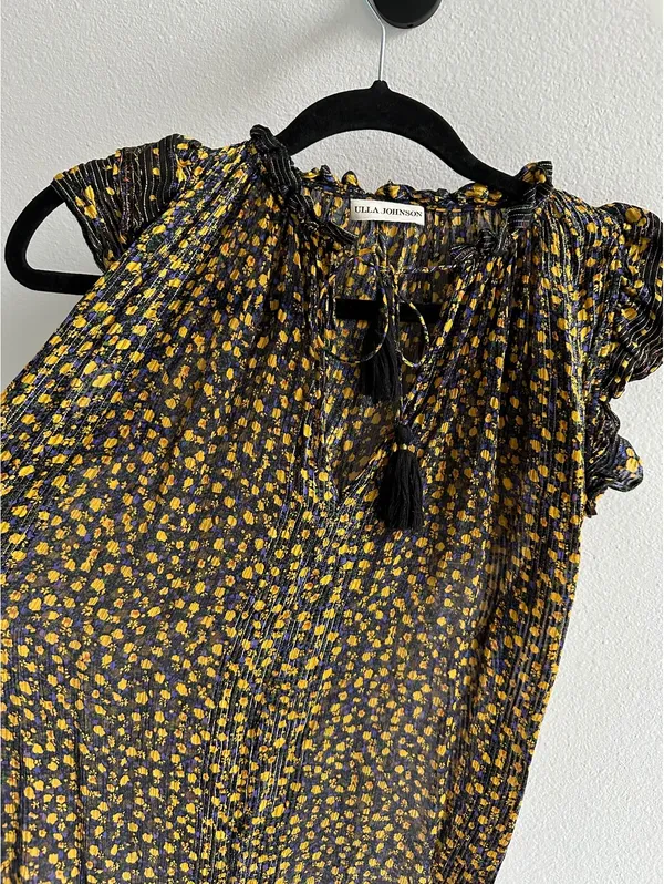 Ulla Johnson Doria Metallic Floral-print Silk Top - Image 4