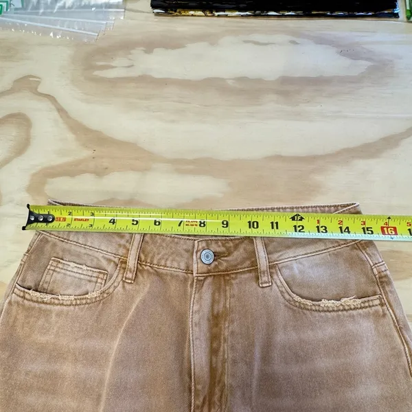 Vervet Kiss Of California Super High Rise 90's Vintage‎ Crop Flare Jeans W27 Tan - Image 12