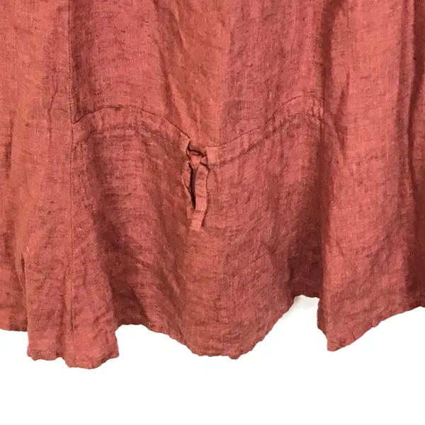 FLAX Womens Size Large Pull On 100% Linen Rust Red Maxi Skirt - Image 5