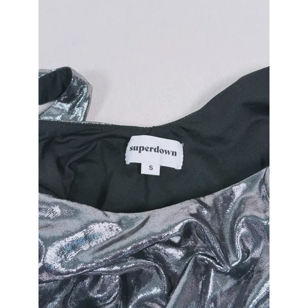 Superdown Nadia Metallic Bodysuit Size S Silver Festival Rave Club Disco Party - Image 4