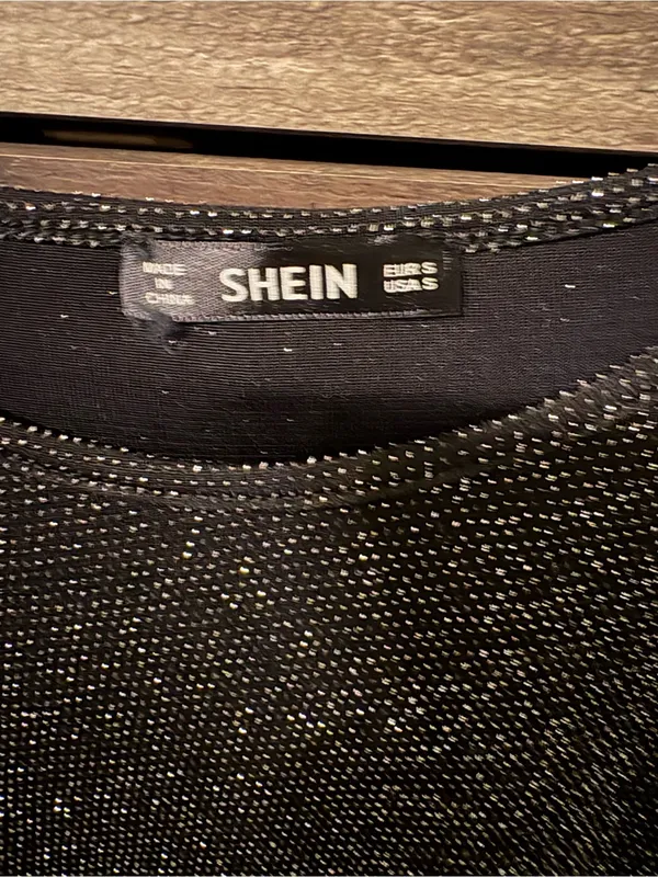 SHEIN Black Sparkle Long-Sleeve Cut-Out Top - Image 3