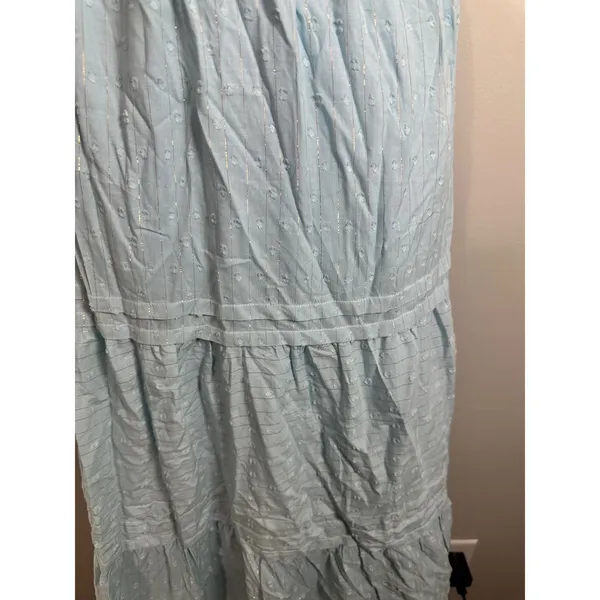 Anthropologie Somerset Maxi Dress Corydalis Blue Lurex Swiss Dot Tiered Size M - Image 6