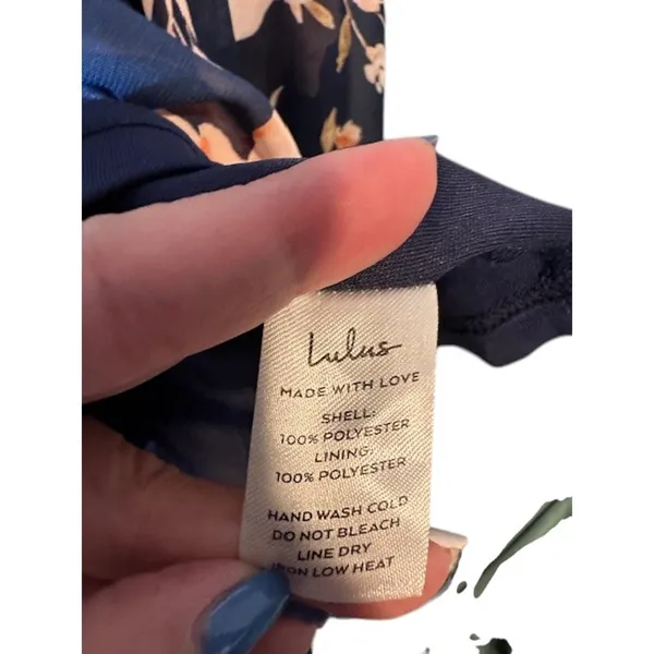 Lulus Navy Blue Pink Floral Asymmetrical High Low Dress Woman Sz XS - Image 12