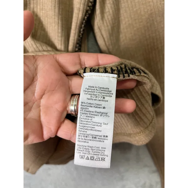 J.Crew Ribbed Turtleneck Whipstitch Trim Beige‎ Quiet Luxury Minimalist XL New - Image 6