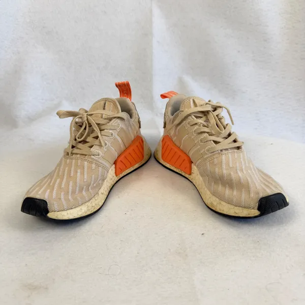 Adidas NMD R2 Primeknit Beige Orange Womens Casual‎ Running Shoes BA7260 Size 5 - Image 4