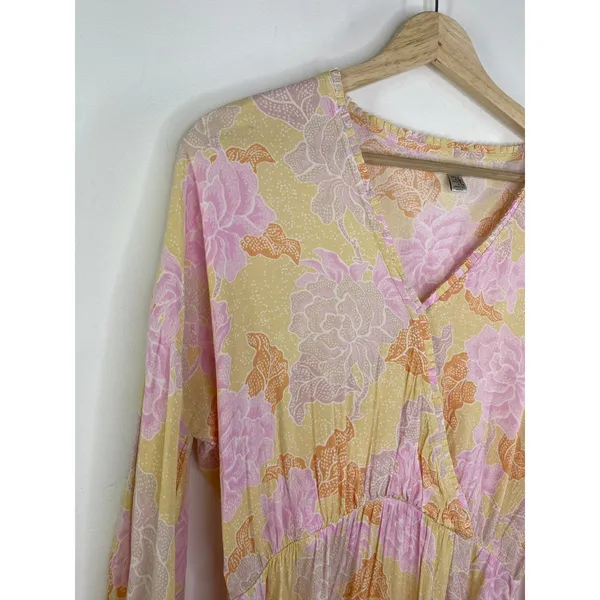 Amuse Society Constellation Pink Yellow Bone Floral Mini Dress Womens Small‎ S - Image 6