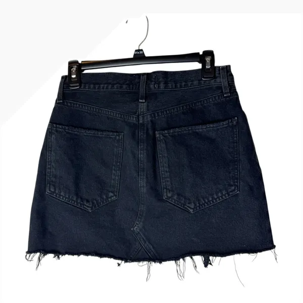 AGOLDE Skirt Women 26 Black Denim Quinn High Rise A Line Mini‎ Jean Frayed Hem - Image 4