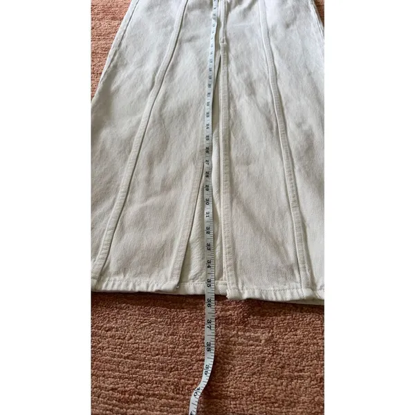ZARA High Waisted Denim Midi Skirt Cream Slit Size XS - Image 6