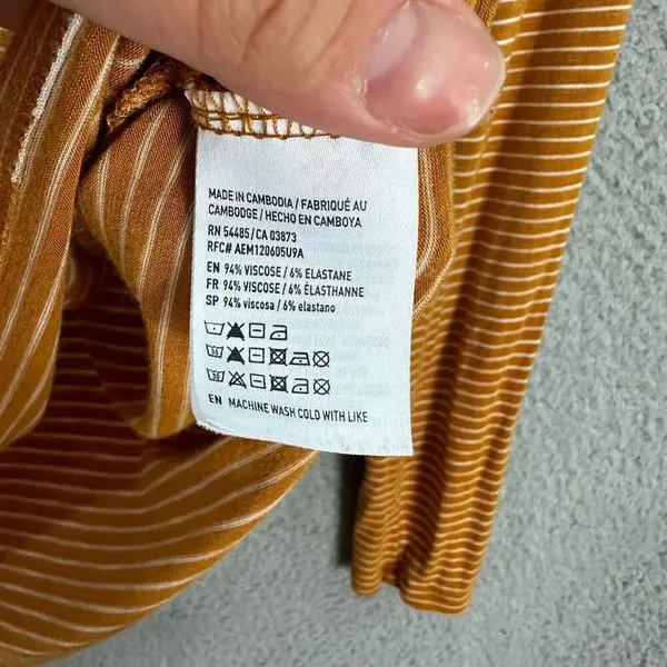 American eagle top womens XS burnt orange striped soft‎ & sexy slub oversized - Image 5
