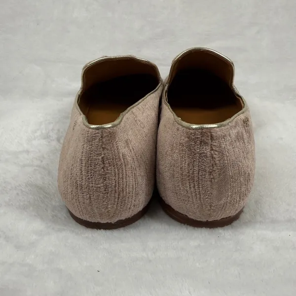 Tory Burch Dusty Rose Velvet Ribbed Smoking Slipper Loafers Gold Trim Flats 9.5‎ - Image 7