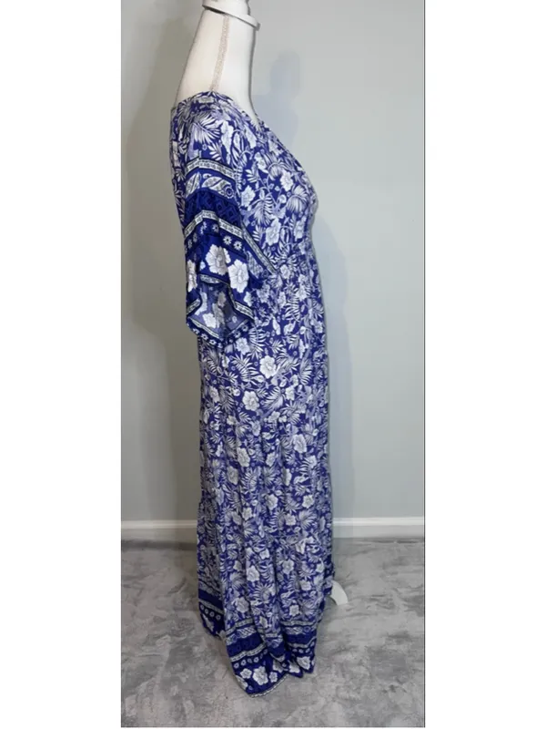 Women's Camisa Blue & White Floral Maxi Dress M-L - Image 4