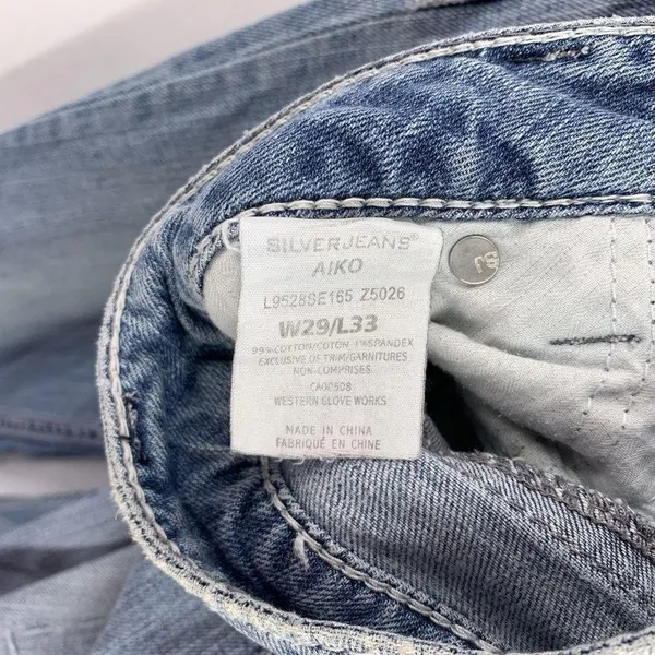 Silver Jeans AIKO Light Wash Distressed Straight Leg Jeans Size 29 - Image 6