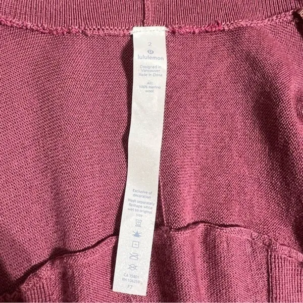 Lululemon Blissful Zen Merino‎ Wool Wrap Sweater Pink Size 2 - Image 5
