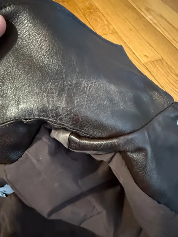 WeWoreWhat Dark Brown faux vegan Leather Bomber Jacket oversized zip moto XS - Image 13