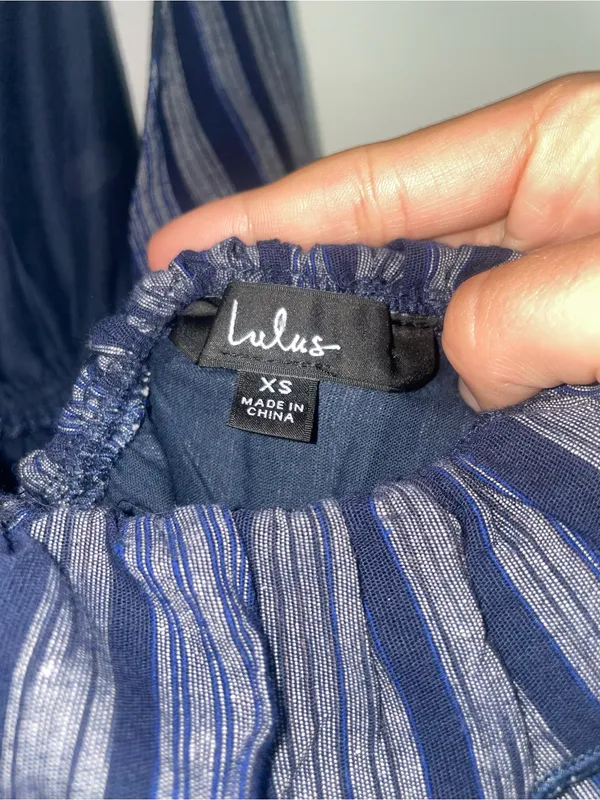 Lulu's Navy and Black Striped Halter Maxi Dress - Image 6